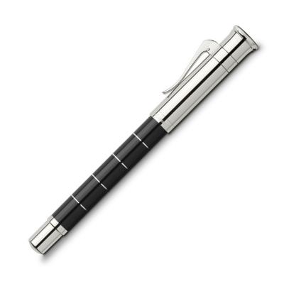 Stylo Roller Graf Von Faber-Castell - Résine Noire Godronnée, Platine, Occasion Luxe