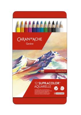 Boite 12 Crayons de Couleur Supracolor Aquarelle Caran d'Ache